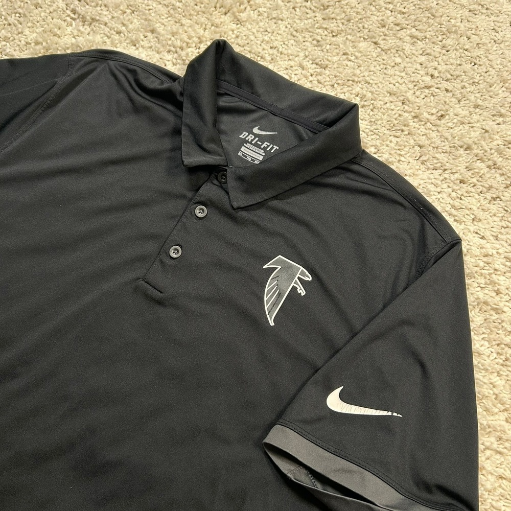 Nike Polo Shirt 2XL Black Atlanta Falcons Dri-FIT Colorblock NFL Performance